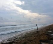 Romantic PEE from behind and against Wind # PISS on Stormy Beach from voyeur pee