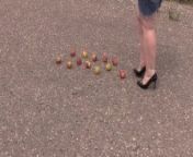 Crush fetish outdoors Fat legs in high heel shoes crush apples from 40 fat anty sexxxsx ar