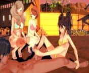 Persona - Footjob party - 3D Hentai from mmd yukari