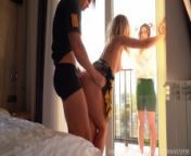 Cheating With Milf Stepmom While Girlfriend Locked Up On The Balcony In Front Of Us! from oops fucked my stepmom