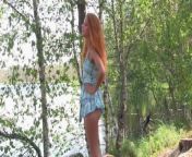 Stunning Redhead Teen Model Naked in the Forest from lake forest friends purenudism