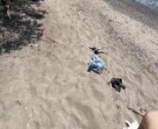 Wife fucks husband and his friend on public beach and gets double creampie Sloppy seconds from voyeur monitor