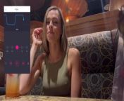 Cumming hard in public restaurant with Lush remote controlled vibrator from nude in public gwen and dominika 22