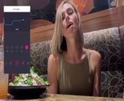 Cumming hard in public restaurant with Lush remote controlled vibrator from in uly sik