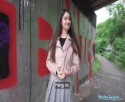 Public Agent - super natural and cute real european 19yr college student with natural breasts and red lingerie fucked outside from walking big tits through public