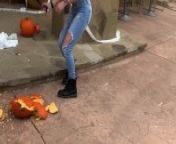 Pumpkin Smashing with Blonde Big Tits KENZIE TAYLOR for Halloween Trick or from maa ban
